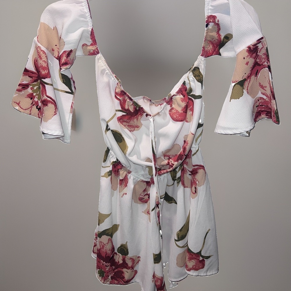 Floral Romper Womens S Off Shoulder Flutter Angel Sleeve Summer Boho Festival
